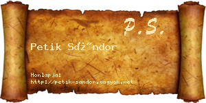 Petik Sándor névjegykártya