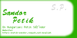 sandor petik business card